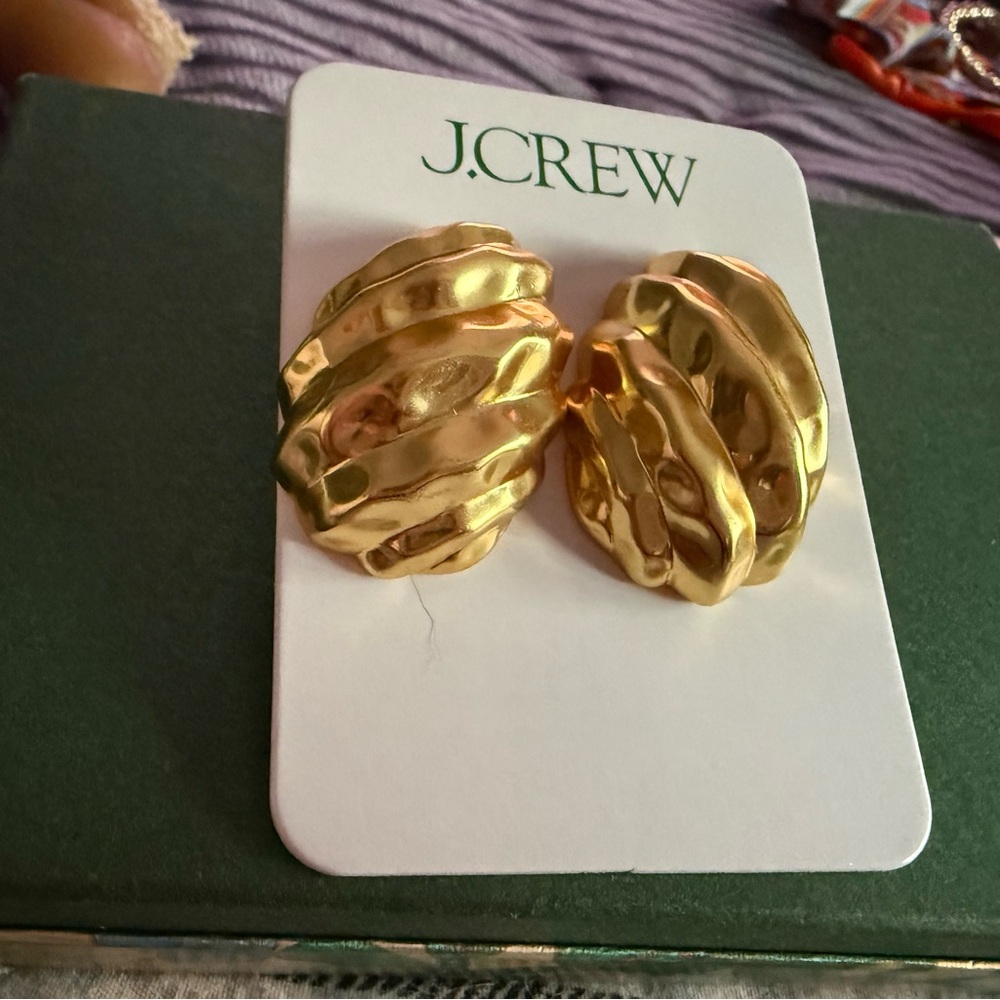 J. Crew sculptural  earrings. Gold tone.